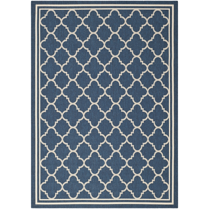 Pemberly Row Polypropylene Navy Indoor Outdoor Rug - 5'3