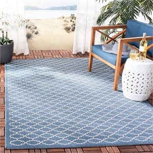 Pemberly Row Polypropylene Blue Indoor Outdoor Rug - Square 7'10&quot
