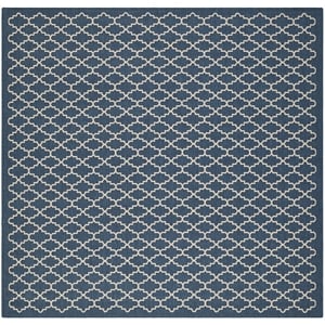 Pemberly Row Polypropylene Navy Indoor Outdoor Rug - Square 4'