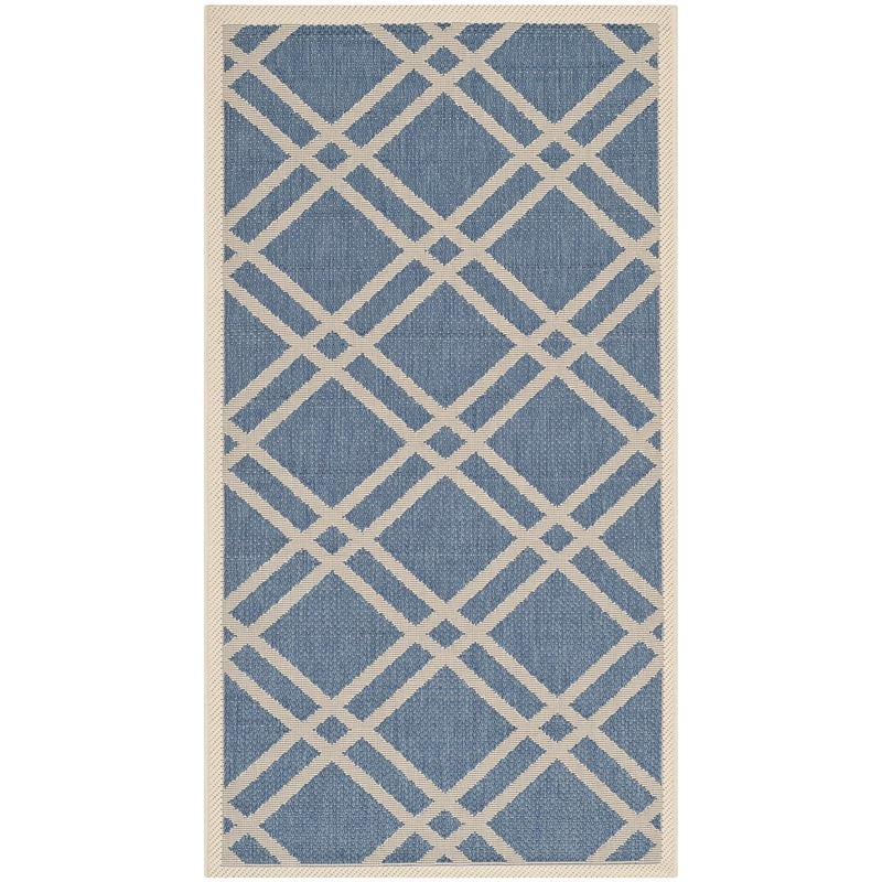 Pemberly Row Polypropylene Blue Indoor Outdoor Rug - 2'7