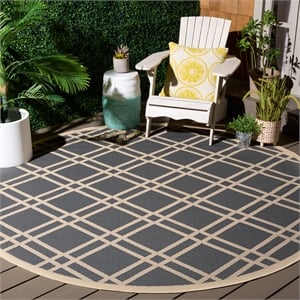 Pemberly Row Polypropylene Anthracite Indoor Outdoor Rug - Round 7'10&quot