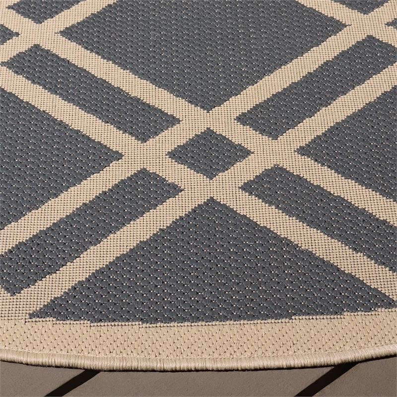 Pemberly Row Polypropylene Anthracite Indoor Outdoor Rug - Round 7'10