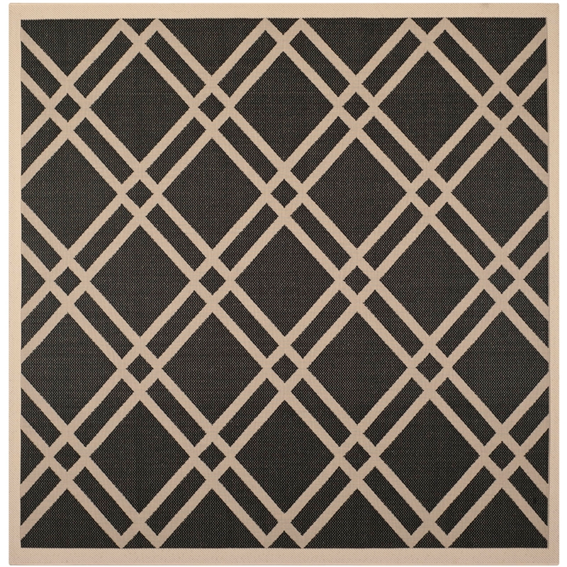 Pemberly Row Polypropylene Black Indoor Outdoor Rug - Square 7'10