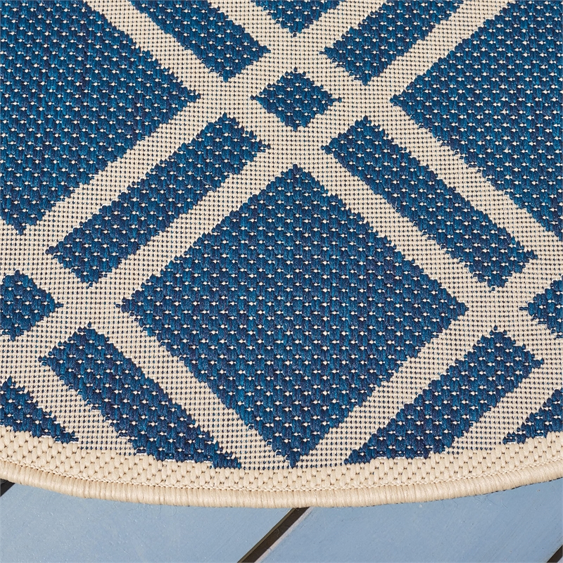 Pemberly Row Polypropylene Navy Indoor Outdoor Rug - Round 6'7