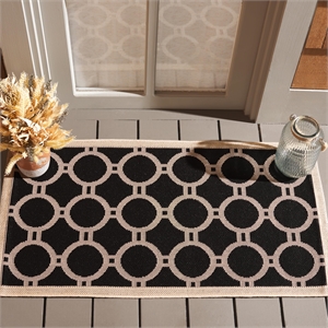 Pemberly Row Polypropylene Black Indoor Outdoor Rug - 2' x 3'7&quot