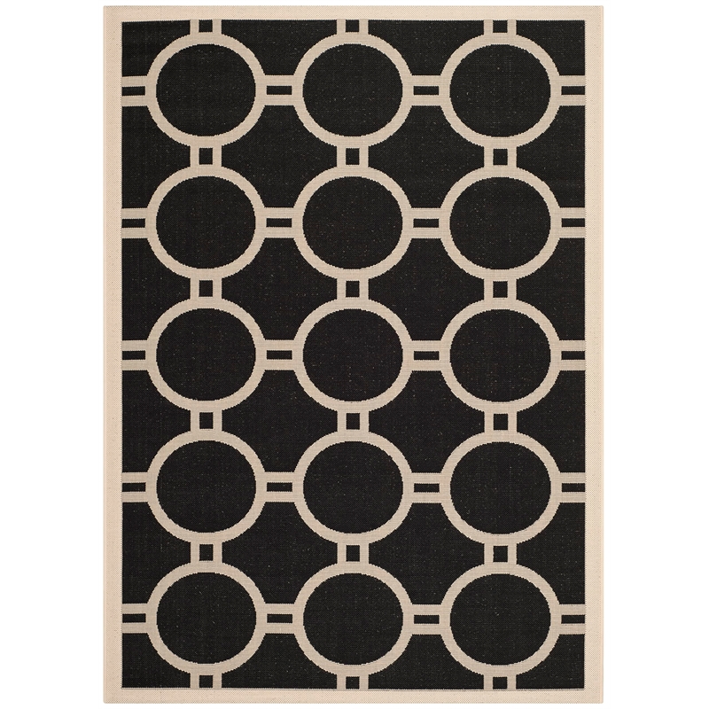 Pemberly Row Polypropylene Black Indoor Outdoor Rug - 4' x 5'7