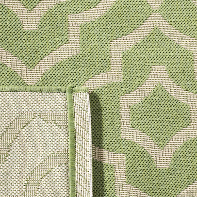 Pemberly Row Polypropylene Green Indoor Outdoor Rug - Runner 2'3