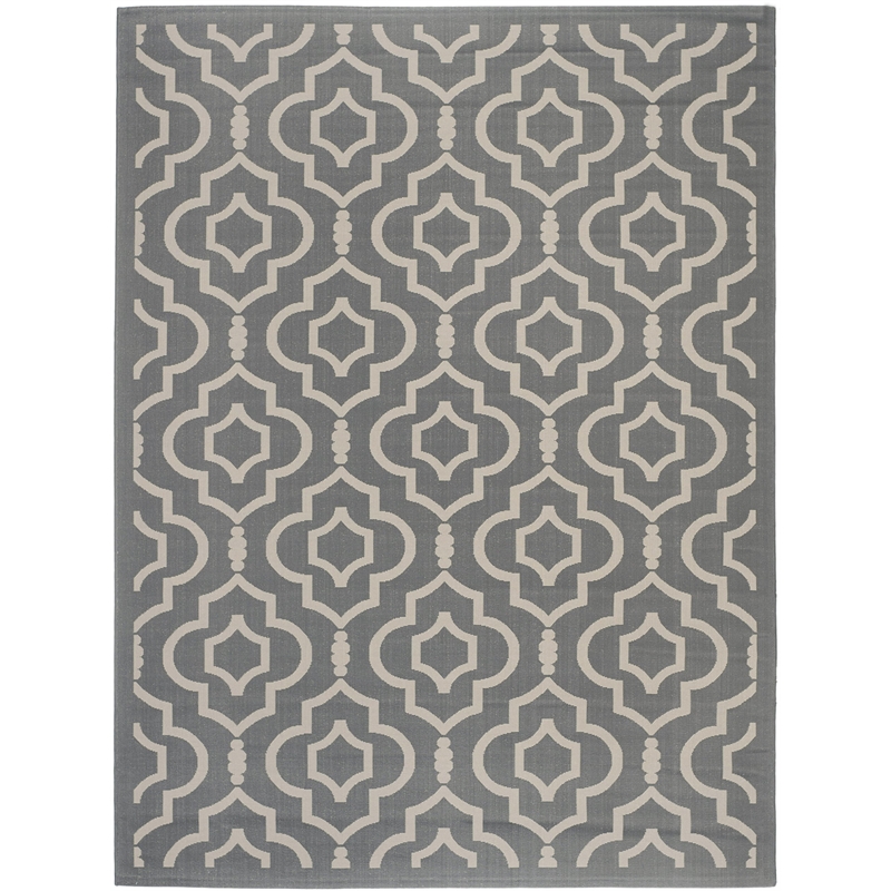 Pemberly Row Polypropylene Anthracite Indoor Outdoor Rug - 4' x 5'7