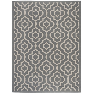 Pemberly Row Polypropylene Anthracite Indoor Outdoor Rug - 4' x 5'7&quot