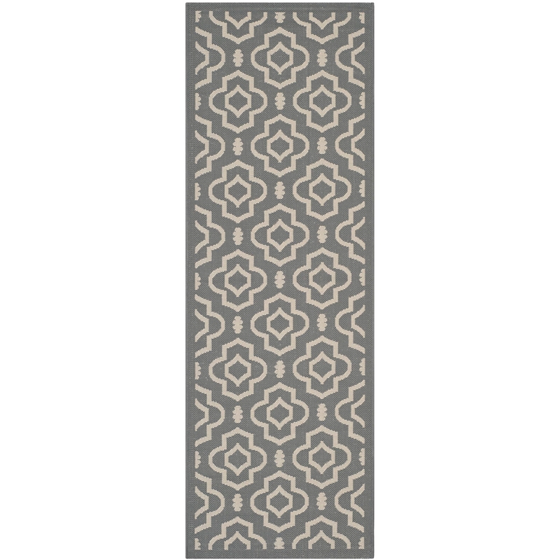 Pemberly Row Polypropylene Anthracite Indoor Outdoor Rug - Runner 2'3