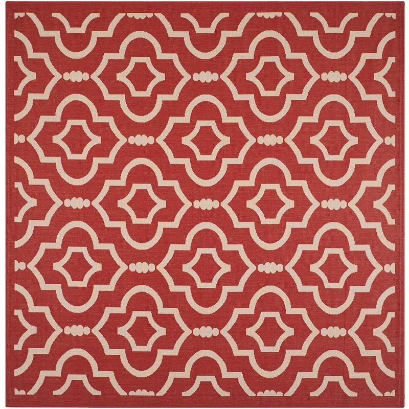 Pemberly Row Polypropylene Red Indoor Outdoor Rug - Square 7'10