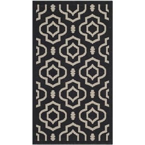 Pemberly Row Polypropylene Black Indoor Outdoor Rug - 2' x 3'7&quot