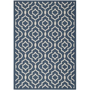 Pemberly Row Polypropylene Navy Indoor Outdoor Rug - 4' x 5'7&quot