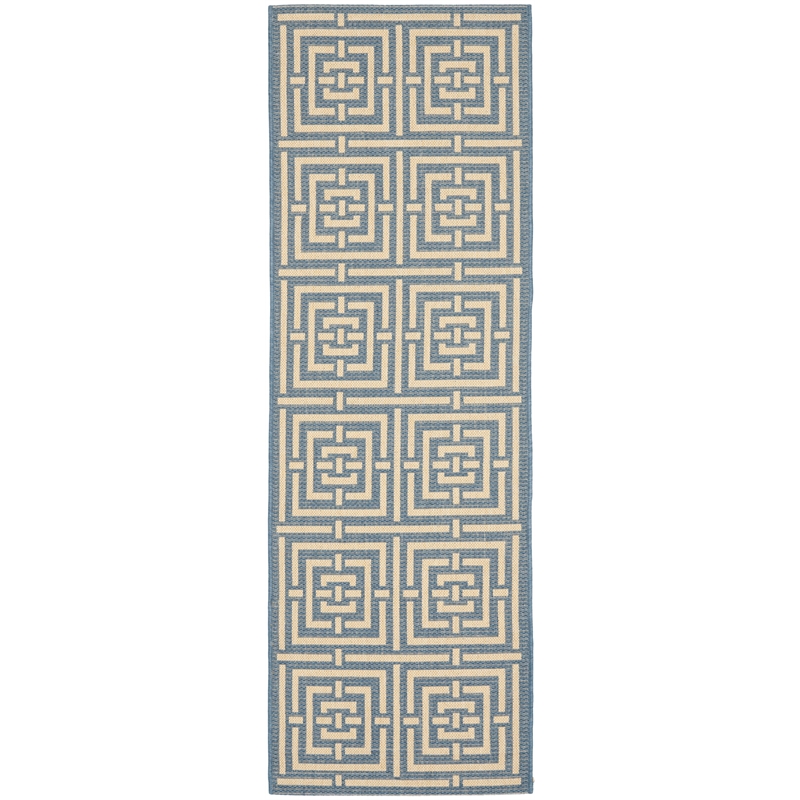 Pemberly Row Polypropylene Blue Indoor Outdoor Rug - Runner 2'3