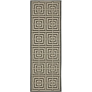 Pemberly Row Polypropylene Black Indoor Outdoor Rug - Runner 2'3&quot x 8'