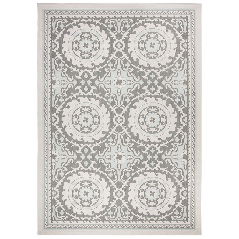 Pemberly Row Polypropylene Light Grey Indoor Outdoor Rug - 8' x 11'