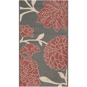 Pemberly Row Polypropylene Anthracite Indoor Outdoor Rug - 2' x 3'7&quot