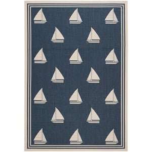Pemberly Row Polypropylene Navy Indoor Outdoor Rug - 6'7&quot x 9'6&quot