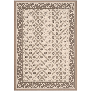 Pemberly Row Polypropylene Beige Indoor Outdoor Rug - 4' x 5'7&quot