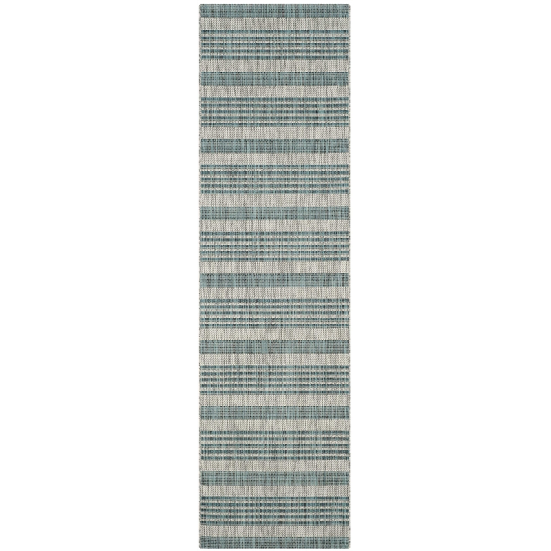 Pemberly Row Polypropylene Grey Indoor Outdoor Rug - 2'7
