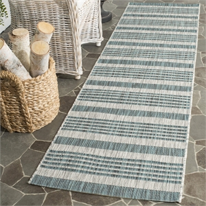 Pemberly Row Polypropylene Grey Indoor Outdoor Rug - Runner 2'3&quot x 12'
