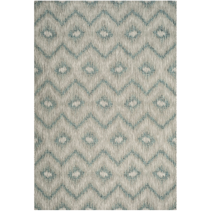 Pemberly Row Polypropylene Grey Indoor Outdoor Rug - 6'7