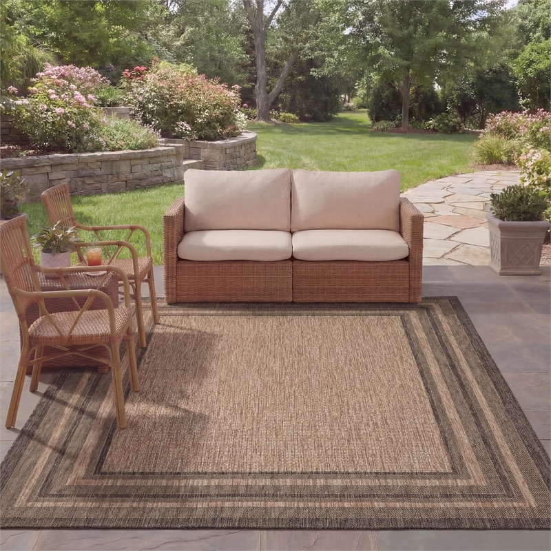Pemberly Row Polypropylene Natural Indoor Outdoor Rug - 8' x 11'