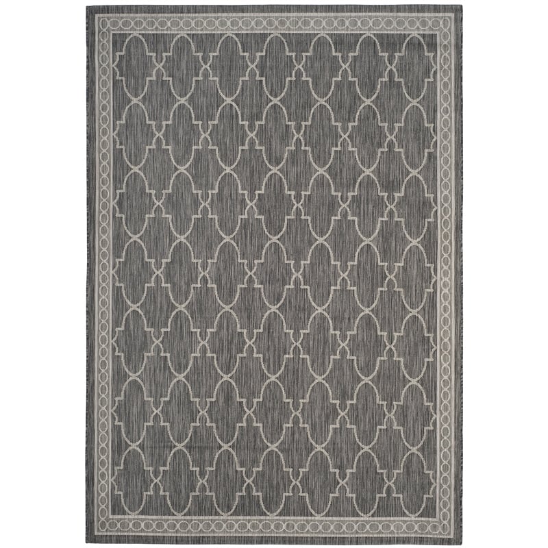 Pemberly Row Polypropylene Black Indoor Outdoor Rug - 6'7