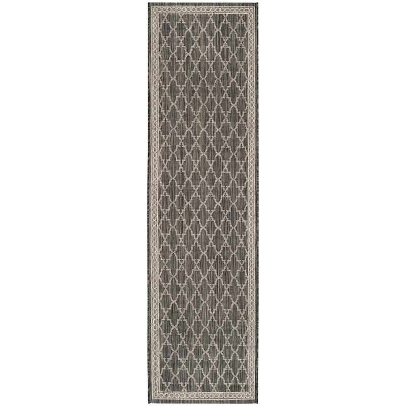 Pemberly Row Polypropylene Black Indoor Outdoor Rug - Runner 2'3
