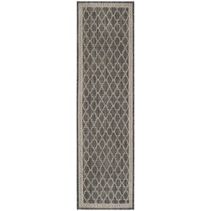 Pemberly Row Polypropylene Black Indoor Outdoor Rug - Runner 2'3&quot x 8'