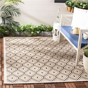 Pemberly Row Polypropylene Cream Indoor Outdoor Rug - 2'7&quot x 5'