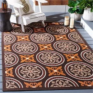 Pemberly Row Polypropylene Chocolate Indoor Outdoor Rug - 2'7&quot x 5'