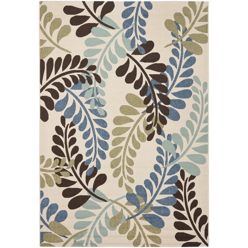 Pemberly Row Polypropylene Cream Indoor Outdoor Rug - 4' x 5'7