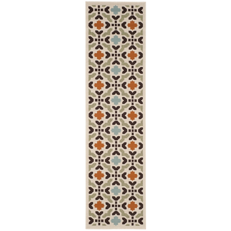 Pemberly Row Polypropylene Cream Indoor Outdoor Rug - Runner 2'3