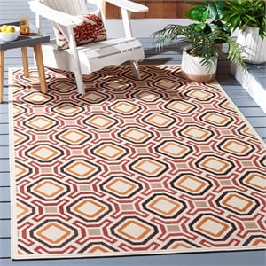Pemberly Row Polypropylene Creme Indoor Outdoor Rug - 6'7&quot x 9'6&quot