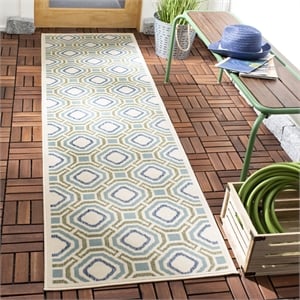 Pemberly Row Polypropylene Cream Indoor Outdoor Rug - 2'7&quot x 5'
