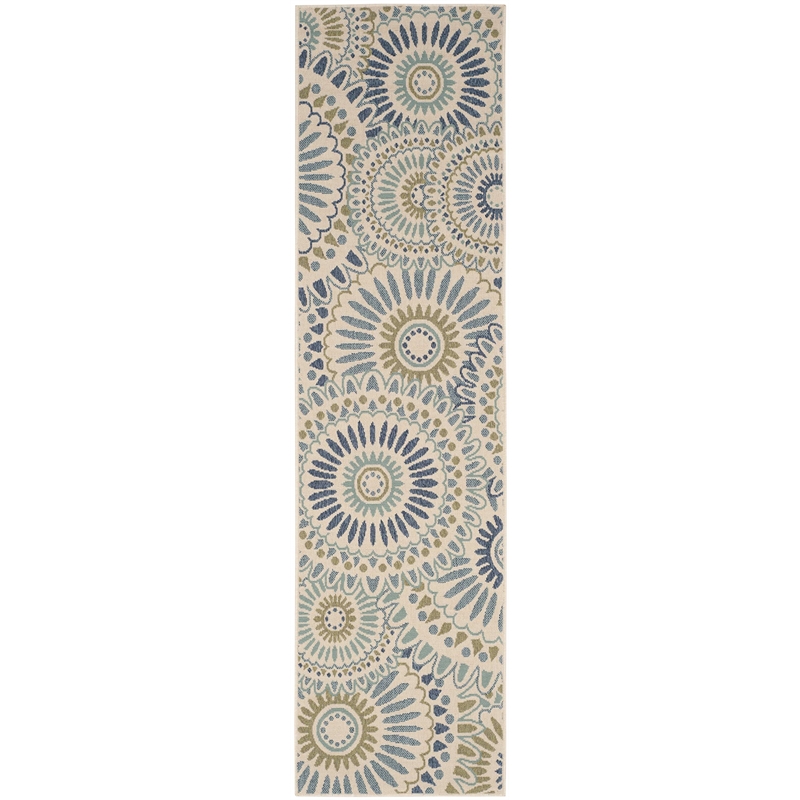 Pemberly Row Polypropylene Cream Indoor Outdoor Rug - Runner 2'3