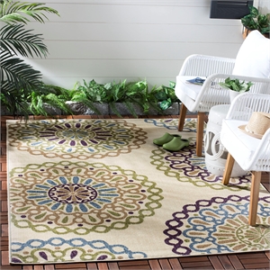 Pemberly Row Polypropylene Cream Indoor Outdoor Rug - 8' x 11'2&quot
