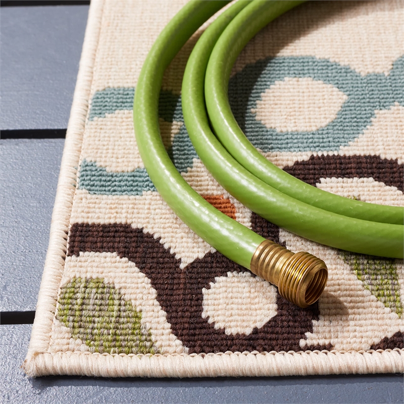 Pemberly Row Polypropylene Cream Indoor Outdoor Rug - Runner 2'3