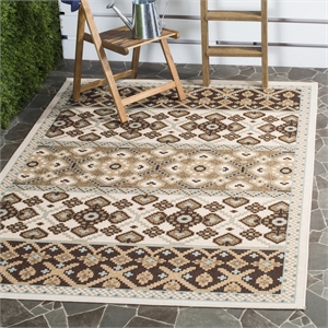 Pemberly Row Polypropylene Cream Indoor Outdoor Rug - 8' x 11'2&quot