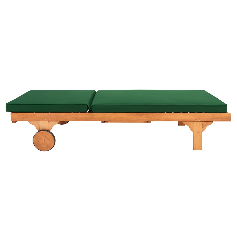 Pemberly Row Mid-Century Wood Lounge Chair in Natural / Green