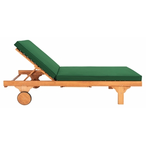 Pemberly Row Mid-Century Wood Lounge Chair in Natural / Green