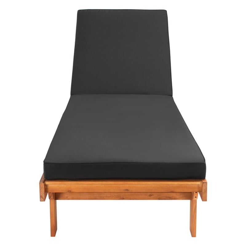 Pemberly Row Mid-Century Wood Lounge Chair in Natural / Black