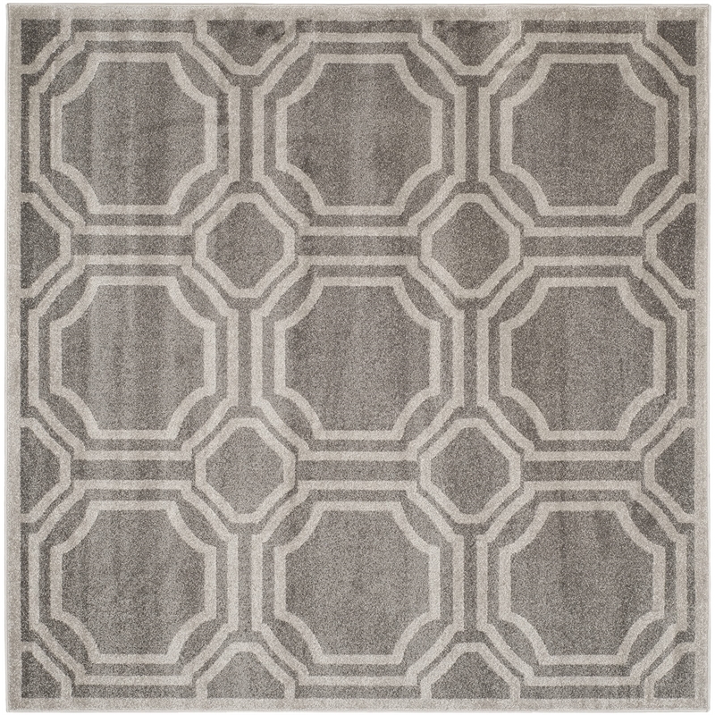 Pemberly Row Polypropylene Grey Indoor Outdoor Rug - Square 7'