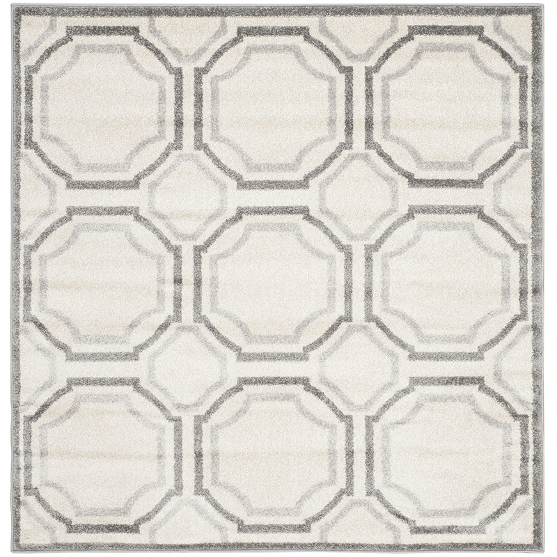 Pemberly Row Polypropylene Ivory Indoor Outdoor Rug - Square 7'