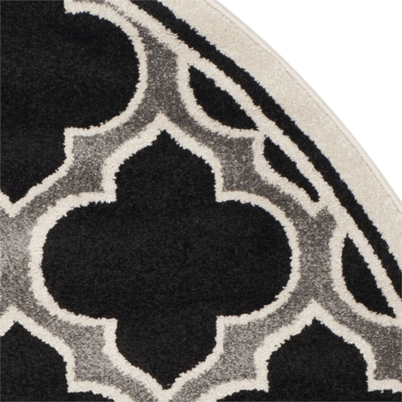 Pemberly Row Polypropylene Anthracite Indoor Outdoor Rug - Round 7'