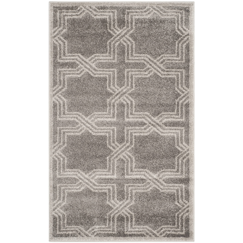 Pemberly Row Polypropylene Grey Indoor Outdoor Rug - 4' x 6'