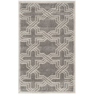 Pemberly Row Polypropylene Grey Indoor Outdoor Rug - Runner 2'6&quot x 4'