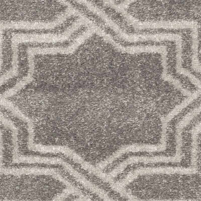 Pemberly Row Polypropylene Grey Indoor Outdoor Rug - Runner 2'6