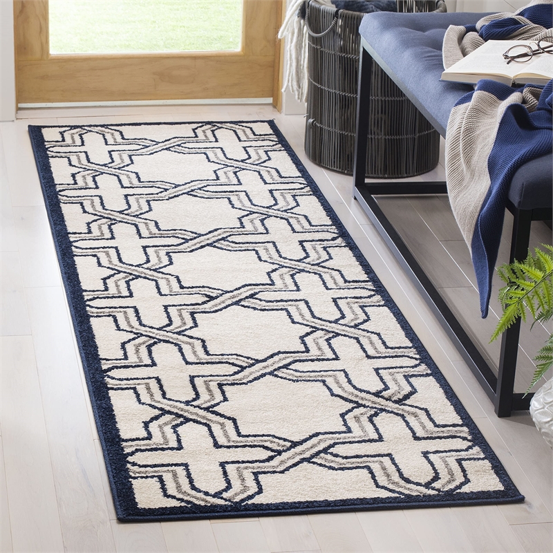 Pemberly Row Polypropylene Ivory Indoor Outdoor Rug - Runner 2'3